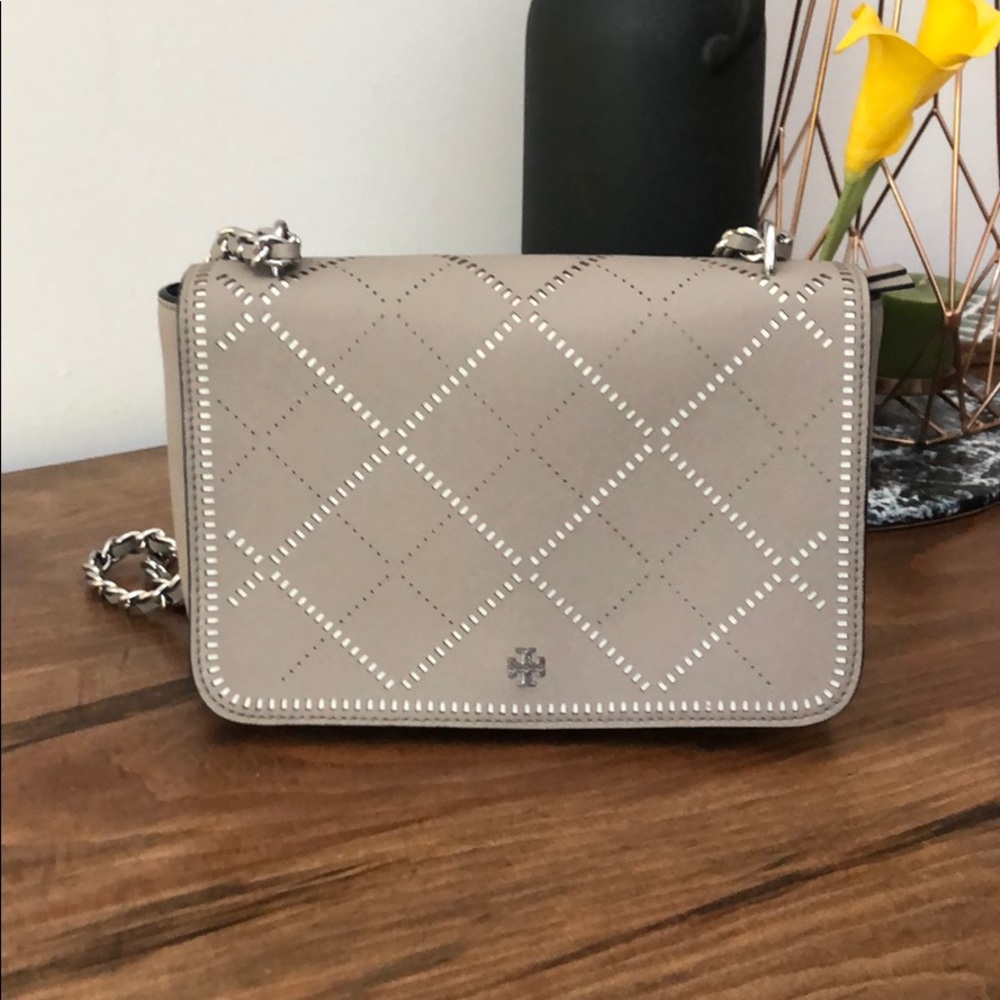 Tory Burch Grey Crosshatch Crossbody Bag